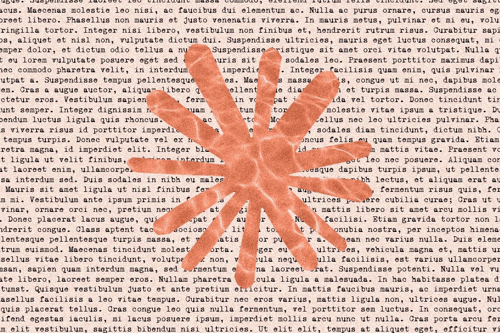 O logo da Anthropic estilizado, com textura de água e cor salmão, sobreposto a um texto em latim com fonte serifada, simulando uma página de jornal antigo. O fundo é bege claro, com as letras pretas do texto.